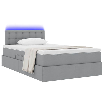 Letto con contenitore e LED Grigio chiaro 120 x 190 cm Tessuto | homemem39