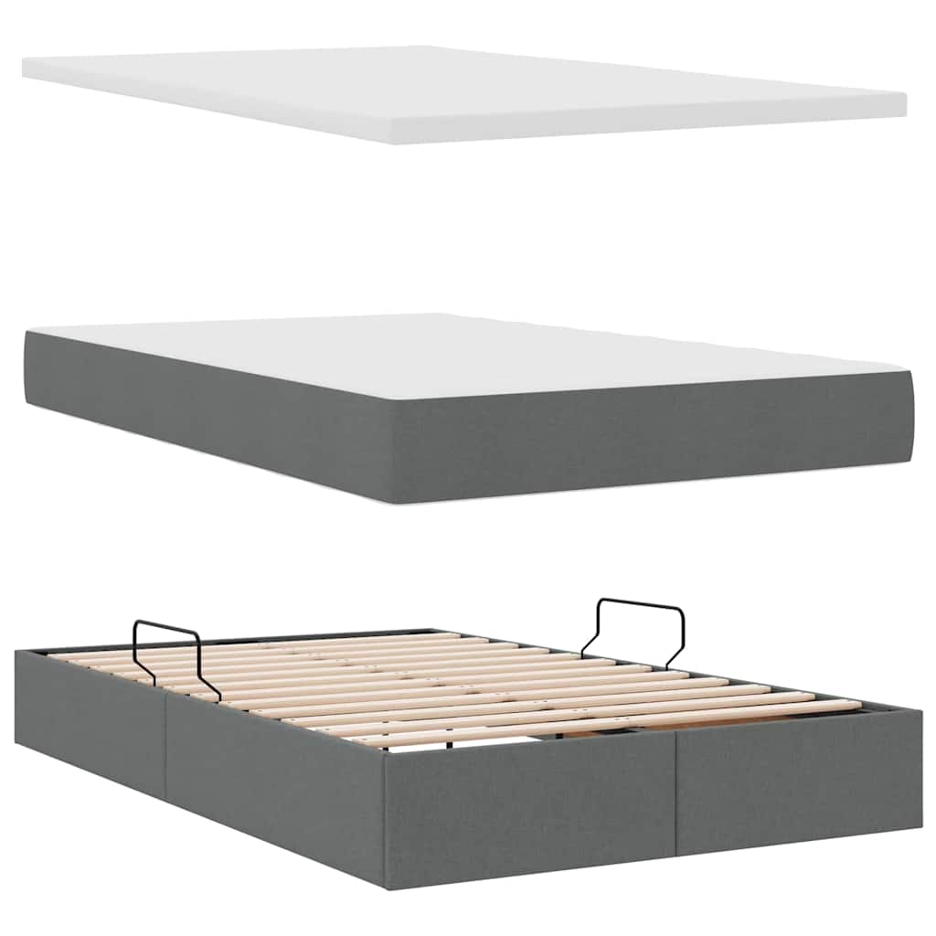 Letto con contenitore e LED Grigio scuro 120 x 190 cm Tessuto | homemem39