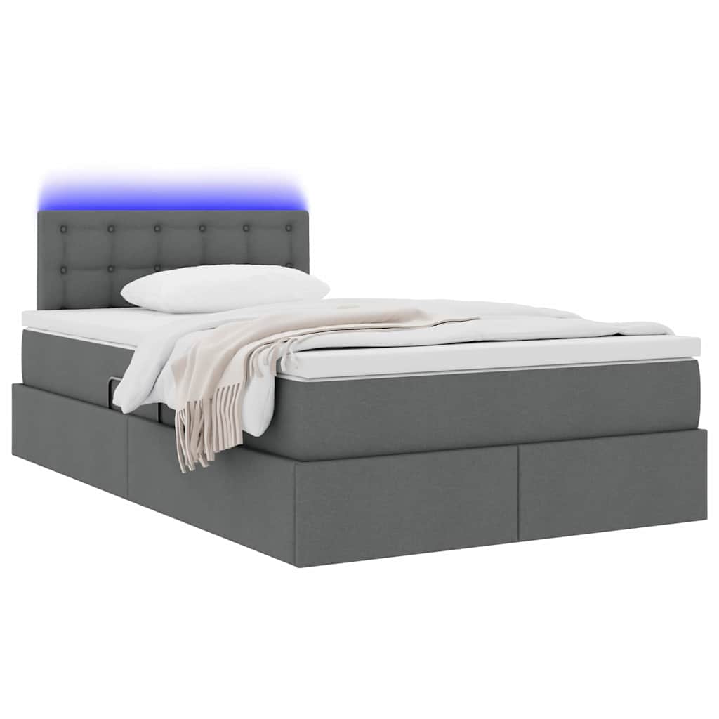 Letto con contenitore e LED Grigio scuro 120 x 190 cm Tessuto | homemem39