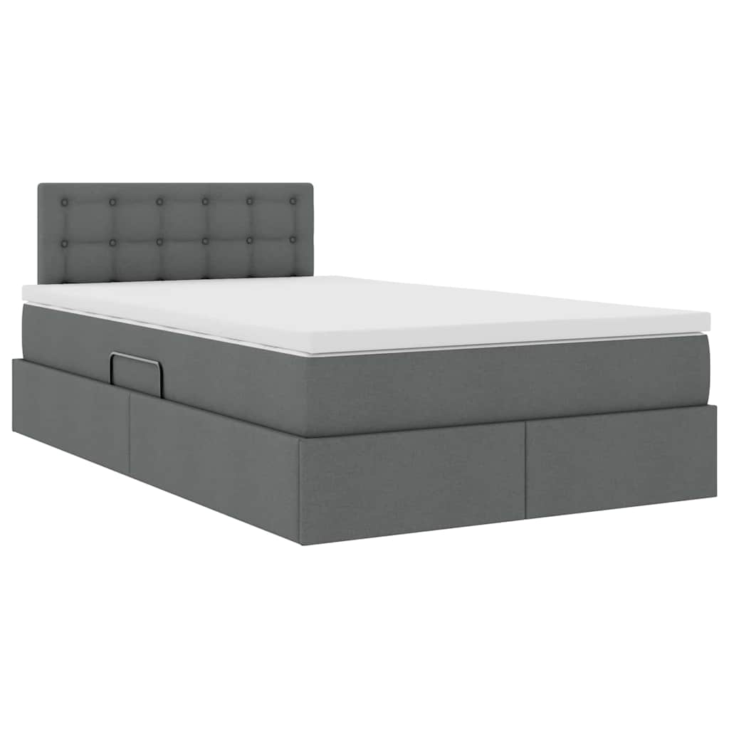 Letto con contenitore e LED Grigio scuro 120 x 200 cm Tessuto | homemem39