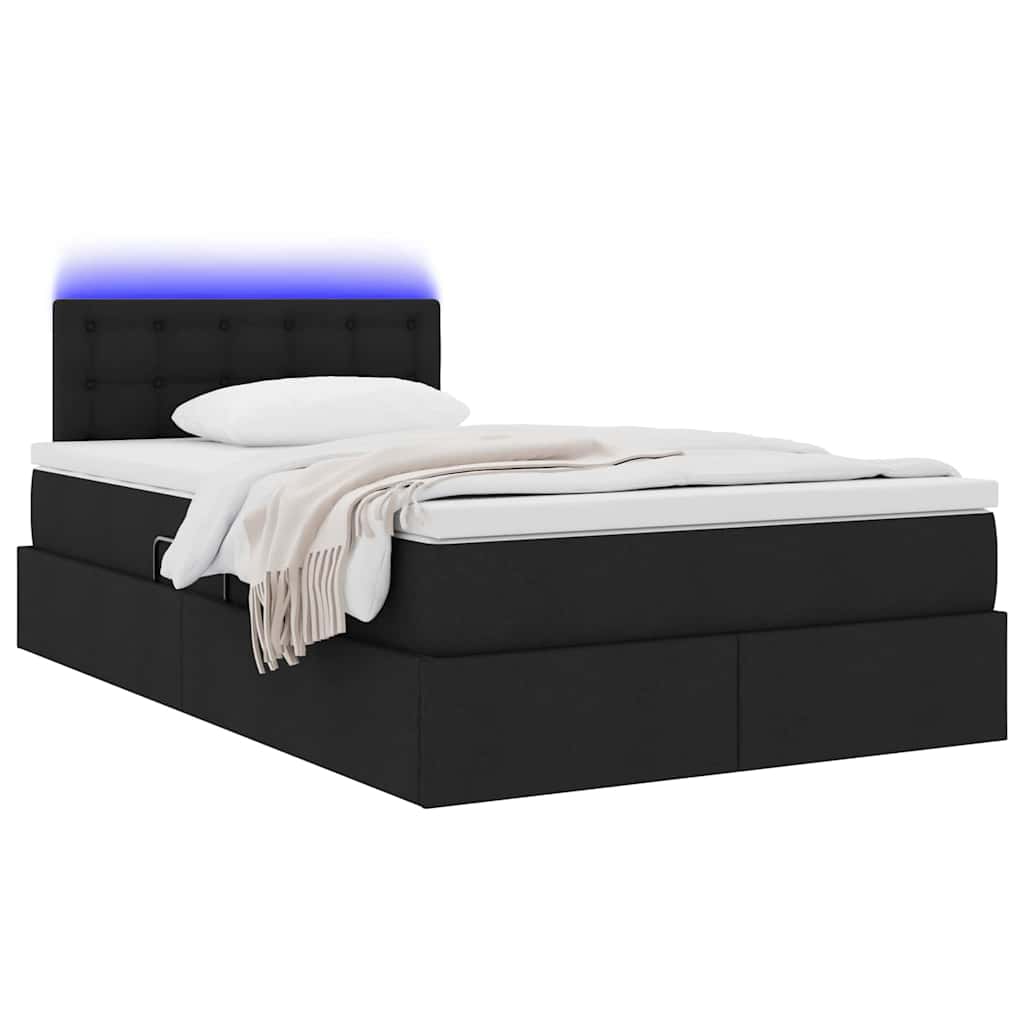 Letto con contenitore e LED con led Nero 120 x 200 cm Tessuto | homemem39