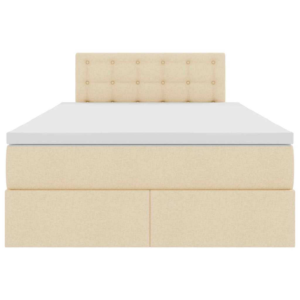 Letto con contenitore e LED con led Crema 120 x 200 cm Tessuto | homemem39