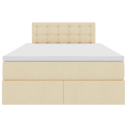 Letto con luci a strisce a LED Crema 120 x 200 cm Tessuto