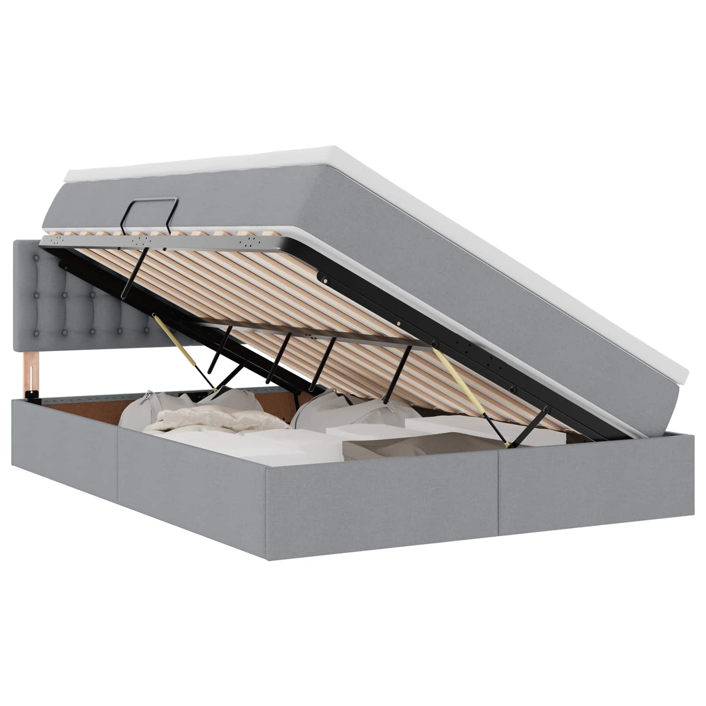 Letto con contenitore e LED Grigio chiaro 140 x 190 cm Tessuto | homemem39
