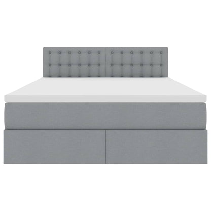 Letto con contenitore e LED Grigio chiaro 140 x 190 cm Tessuto | homemem39