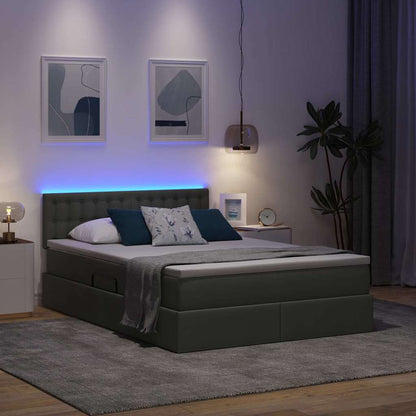 Letto con contenitore e LED Grigio scuro 140 x 190 cm