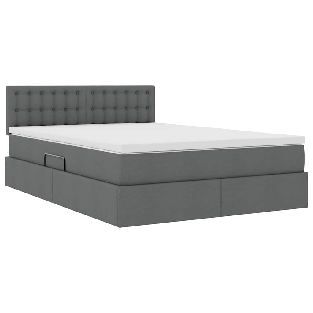 Letto con contenitore e LED Grigio scuro 140 x 190 cm