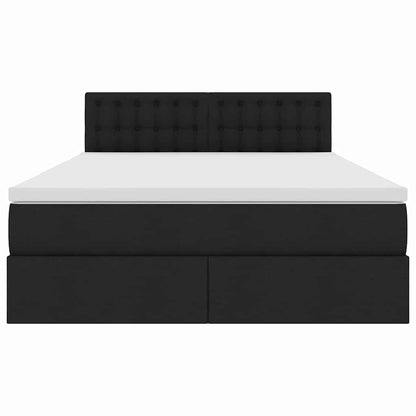 Letto con contenitore e LED Nero 140 x 190 cm Poliestere