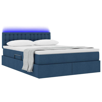 Letto con contenitore e LED con led Blu 140 x 190 cm Tessuto | homemem39