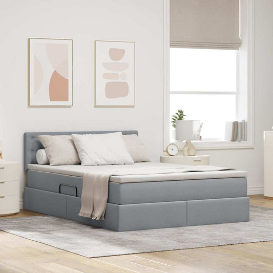 Letto con testiera Grigio chiaro 140 x 200 cm Tessuto