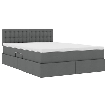 Letto con contenitore e LED Grigio scuro 140 x 200 cm Tessuto | homemem39