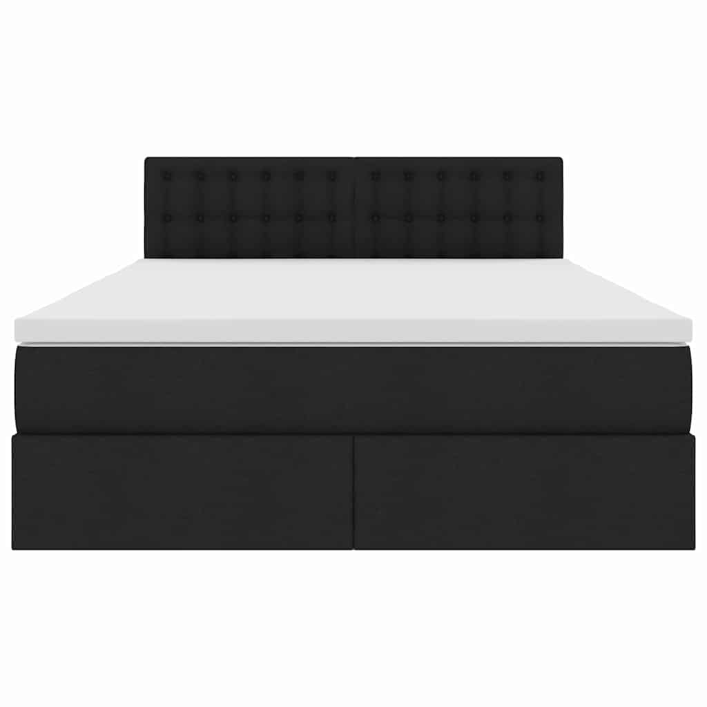 Letto con luci a strisce a LED Nero 140 x 200 cm Tessuto