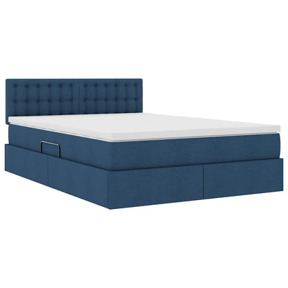 Letto con contenitore e LED con led Blu 140 x 200 cm Tessuto | homemem39