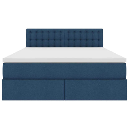 Letto con contenitore e LED con led Blu 140 x 200 cm Tessuto | homemem39