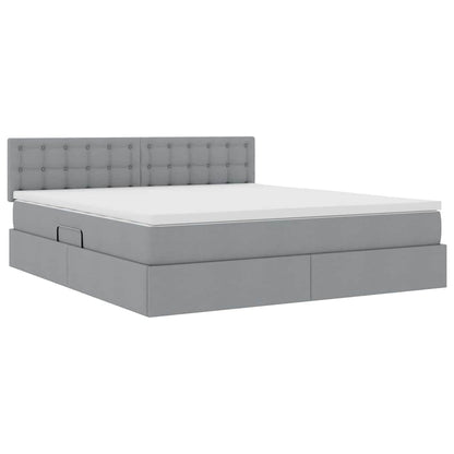 Letto con contenitore e LED Grigio chiaro 160 x 200 cm Tessuto | homemem39