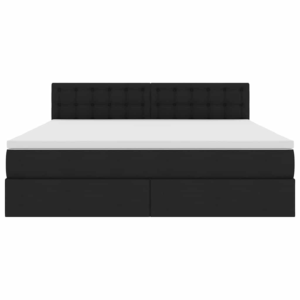 Letto con contenitore e LED con led Nero 160 x 200 cm Tessuto | homemem39