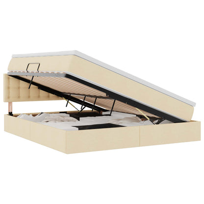 Letto con contenitore e LED con led Crema 160 x 200 cm Tessuto | homemem39