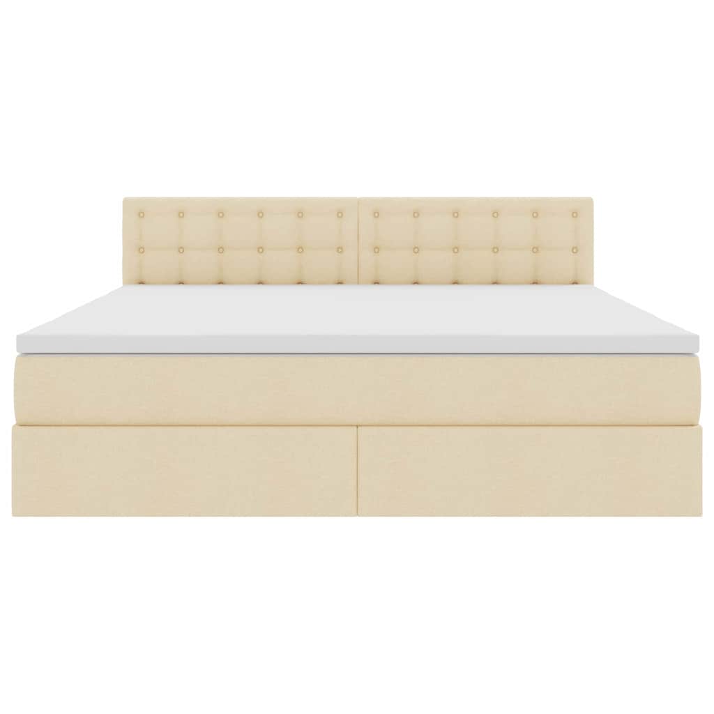 Letto con contenitore e LED con led Crema 160 x 200 cm Tessuto | homemem39