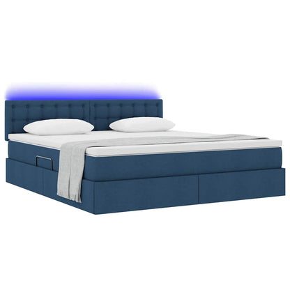 Letto con contenitore e LED con led Blu 160 x 200 cm Tessuto | homemem39