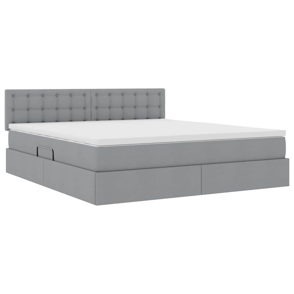 Letto con testiera Grigio chiaro 180 x 200 cm Tessuto