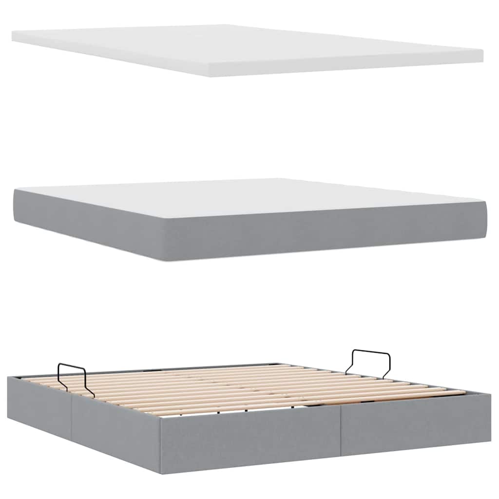 Letto con contenitore e LED Grigio chiaro 180 x 200 cm Tessuto | homemem39