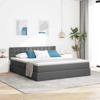Letto con contenitore e LED Grigio scuro 180 x 200 cm Tessuto | homemem39