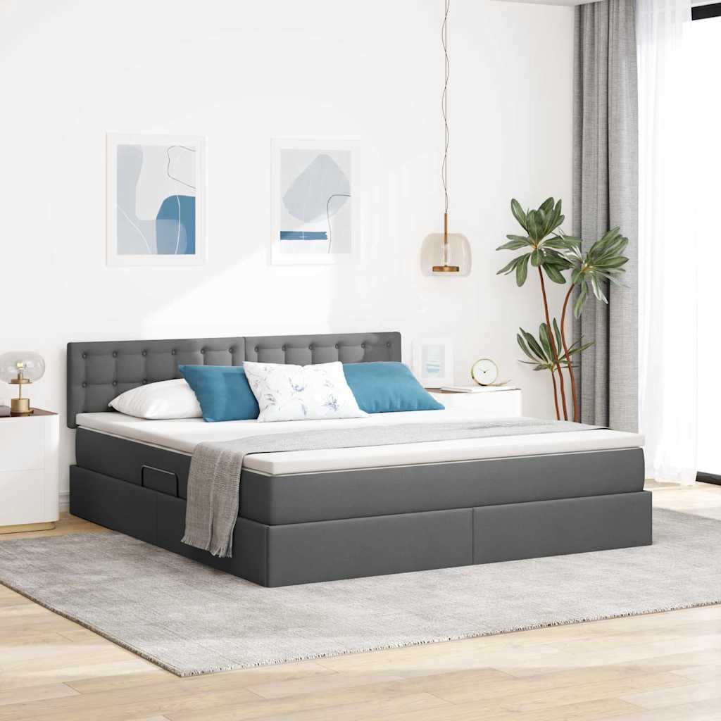 Letto con testiera Grigio scuro 180 x 200 cm Tessuto