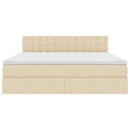 Letto con luci a strisce a LED Crema 180 x 200 cm Tessuto