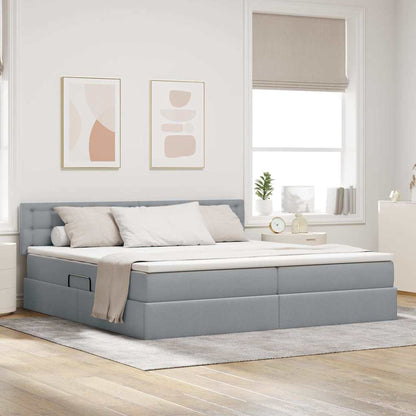 Letto con testiera Grigio chiaro 200 x 200 cm Tessuto