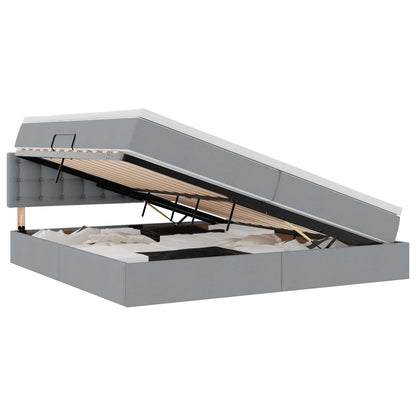 Letto con testiera Grigio chiaro 200 x 200 cm Tessuto