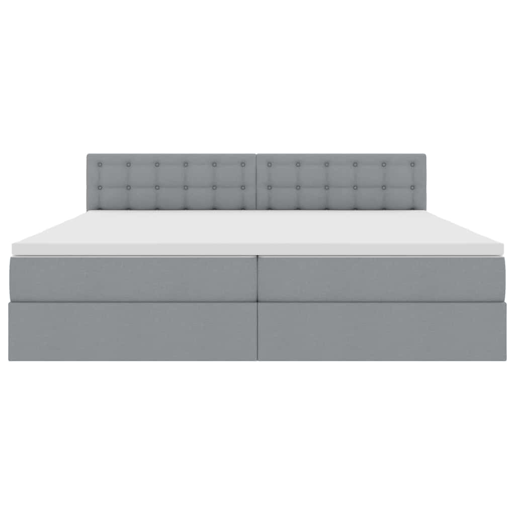 Letto con testiera Grigio chiaro 200 x 200 cm Tessuto