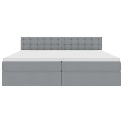 Letto con testiera Grigio chiaro 200 x 200 cm Tessuto