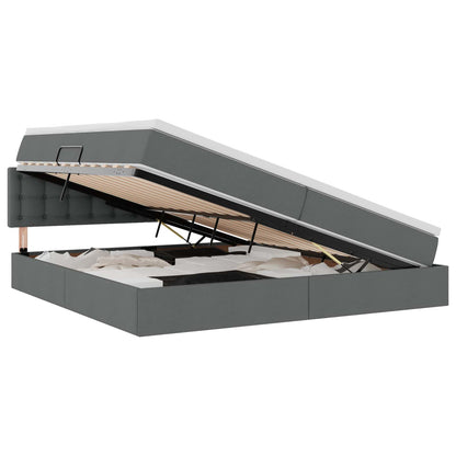 Letto con testiera Grigio scuro 200 x 200 cm Tessuto