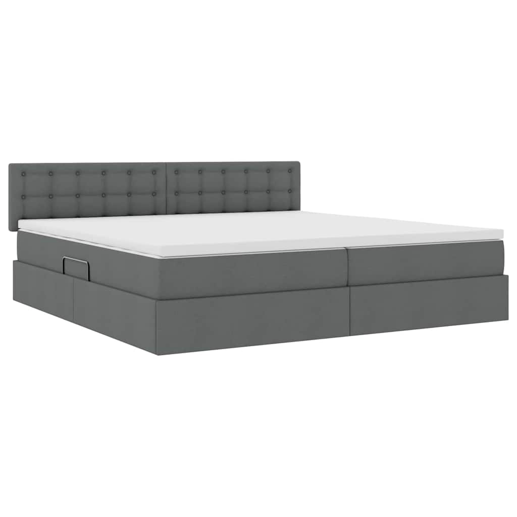 Letto con testiera Grigio scuro 200 x 200 cm Tessuto