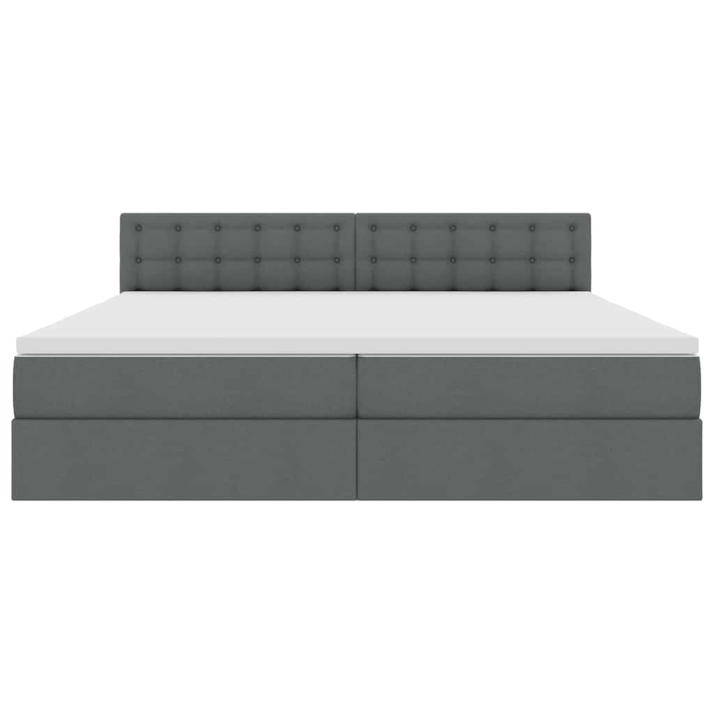 Letto con testiera Grigio scuro 200 x 200 cm Tessuto