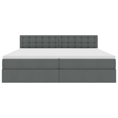 Letto con testiera Grigio scuro 200 x 200 cm Tessuto
