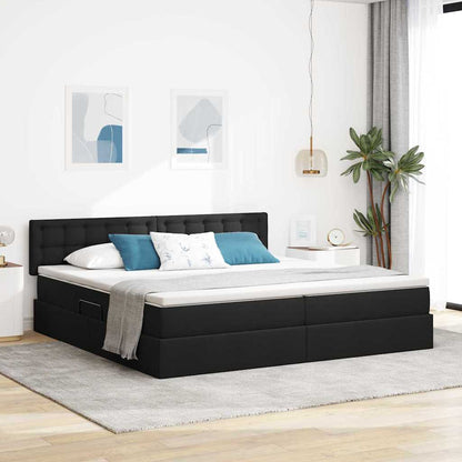 Letto con contenitore e LED con led Nero 200 x 200 cm Tessuto | homemem39