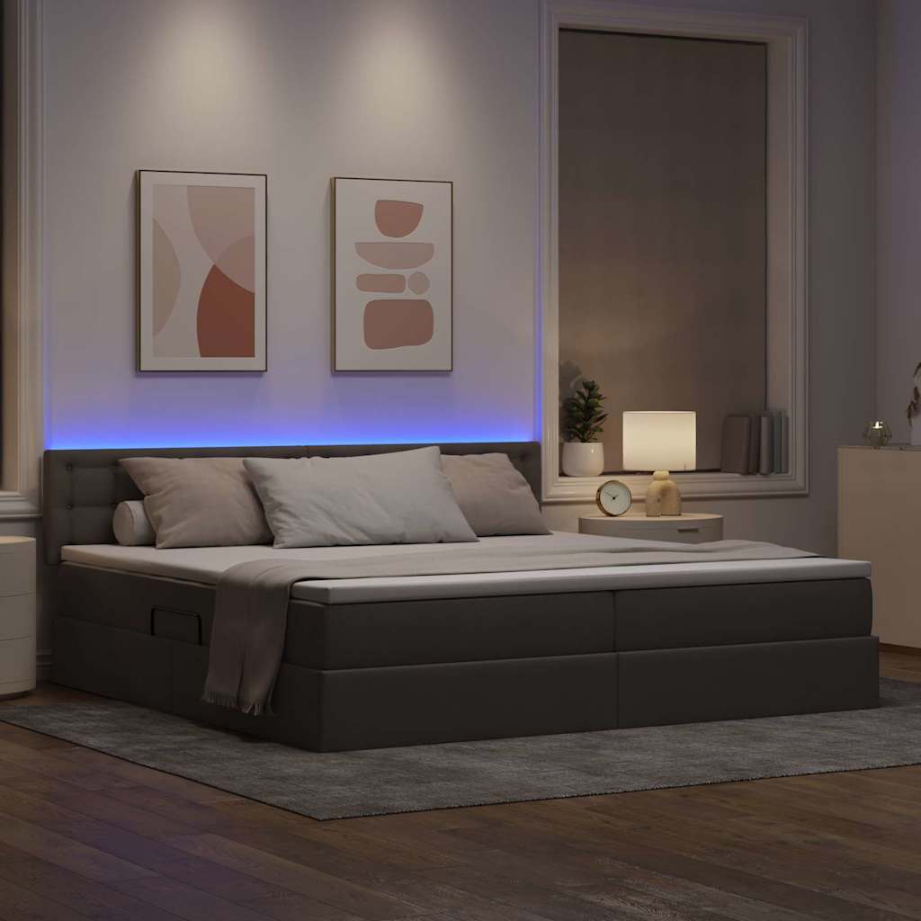 Letto con contenitore e LED con led Talpa 200 x 200 cm Tessuto | homemem39