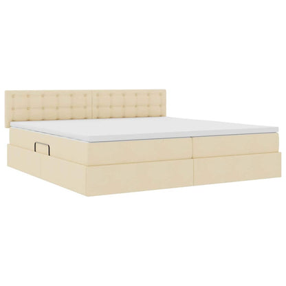 Letto con contenitore LED e materasso Crema 200 x 200 cm