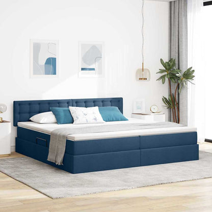 Letto con contenitore e LED con led Blu 200 x 200 cm Tessuto | homemem39