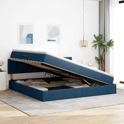 Letto con contenitore e LED con led Blu 200 x 200 cm Tessuto | homemem39
