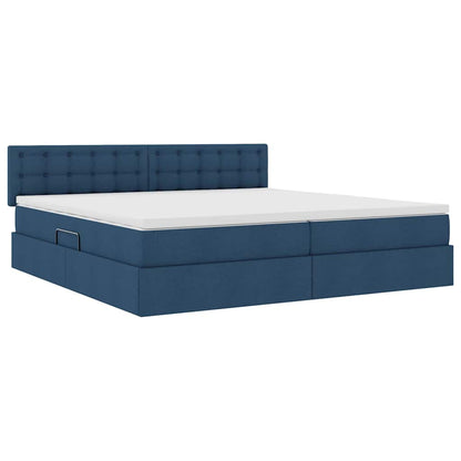Letto con contenitore e LED con led Blu 200 x 200 cm Tessuto | homemem39