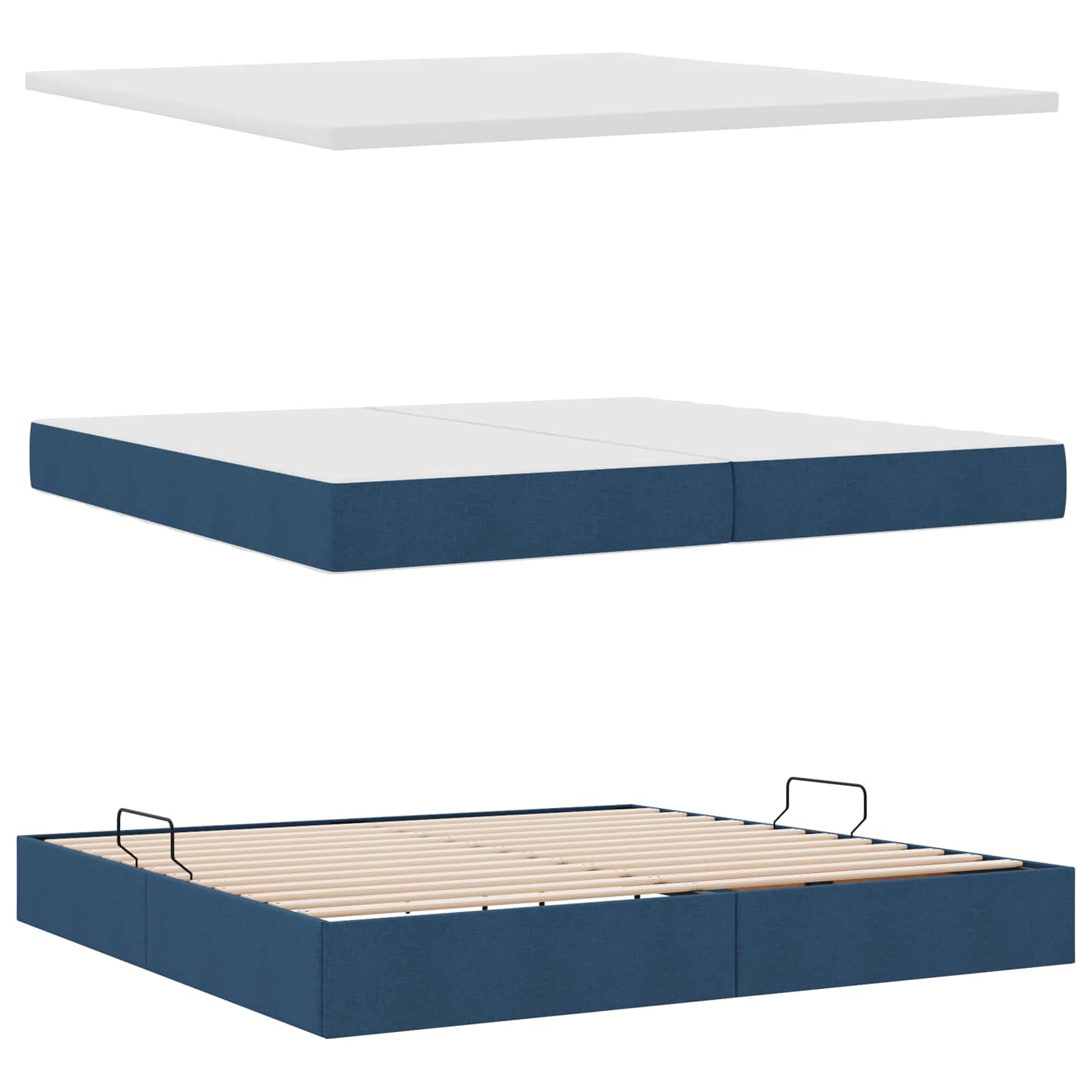 Letto con contenitore e LED con led Blu 200 x 200 cm Tessuto | homemem39