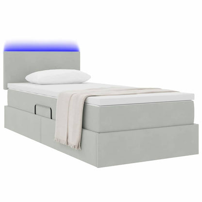 Letto con contenitore e LED Grigio chiaro 90 x 190 cm Velluto | homemem39