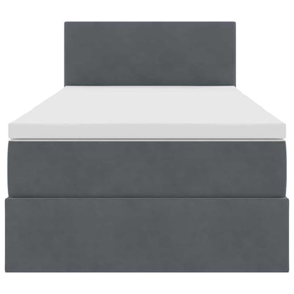 Letto con contenitore e LED Grigio scuro 90 x 190 cm Velluto | homemem39