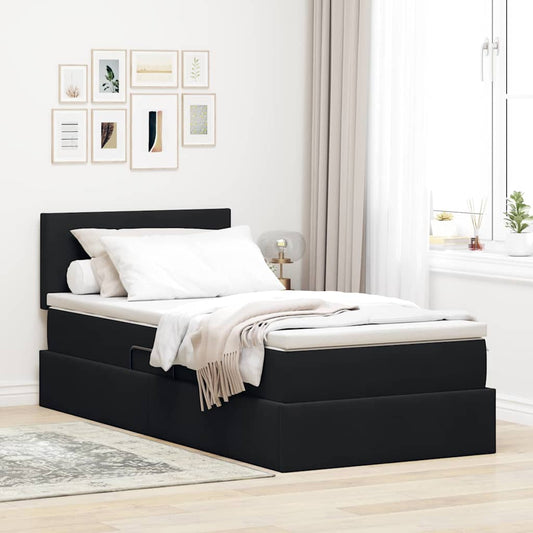 Letto con contenitore e LED con led Nero 90 x 190 cm Velluto | homemem39
