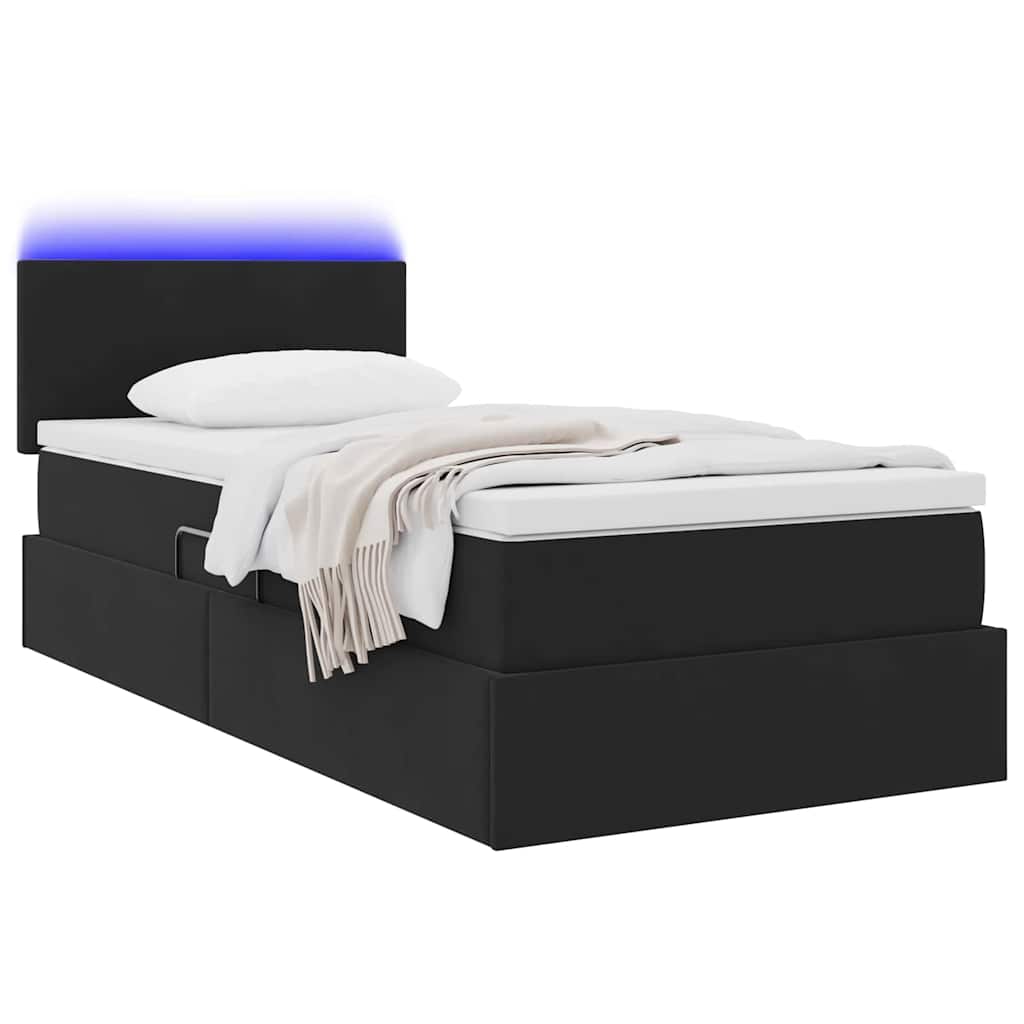 Letto con contenitore e LED con led Nero 90 x 190 cm Velluto | homemem39