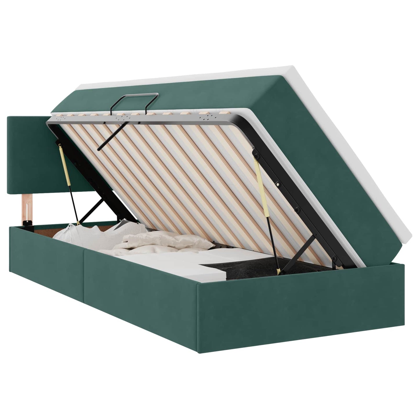 Letto con contenitore e LED Verde Scuro 90 x 190 cm Velluto | homemem39