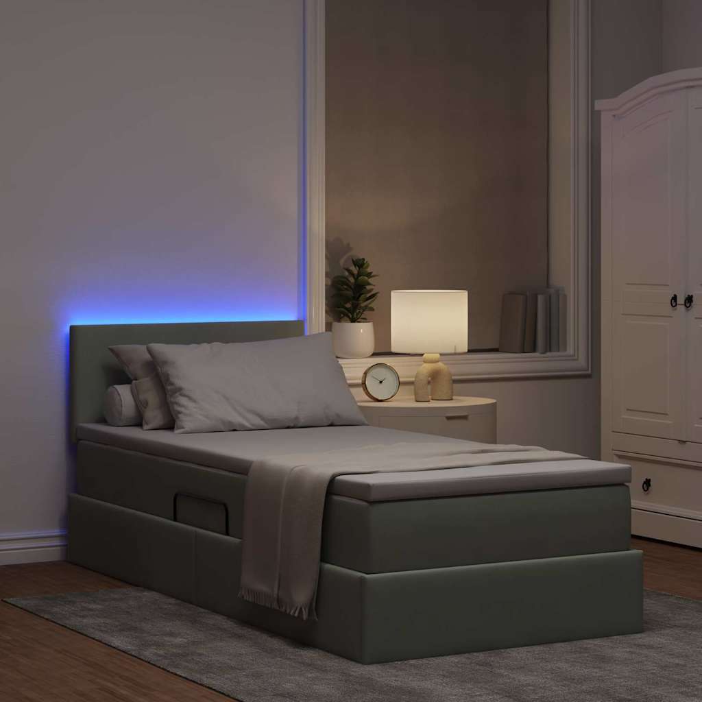 Letto con contenitore e LED Grigio chiaro 90 x 200 cm Velluto | homemem39
