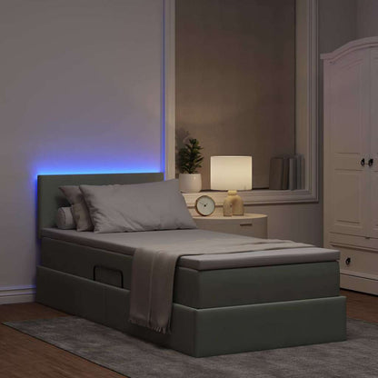 Letto con contenitore e LED Grigio chiaro 90 x 200 cm Velluto | homemem39